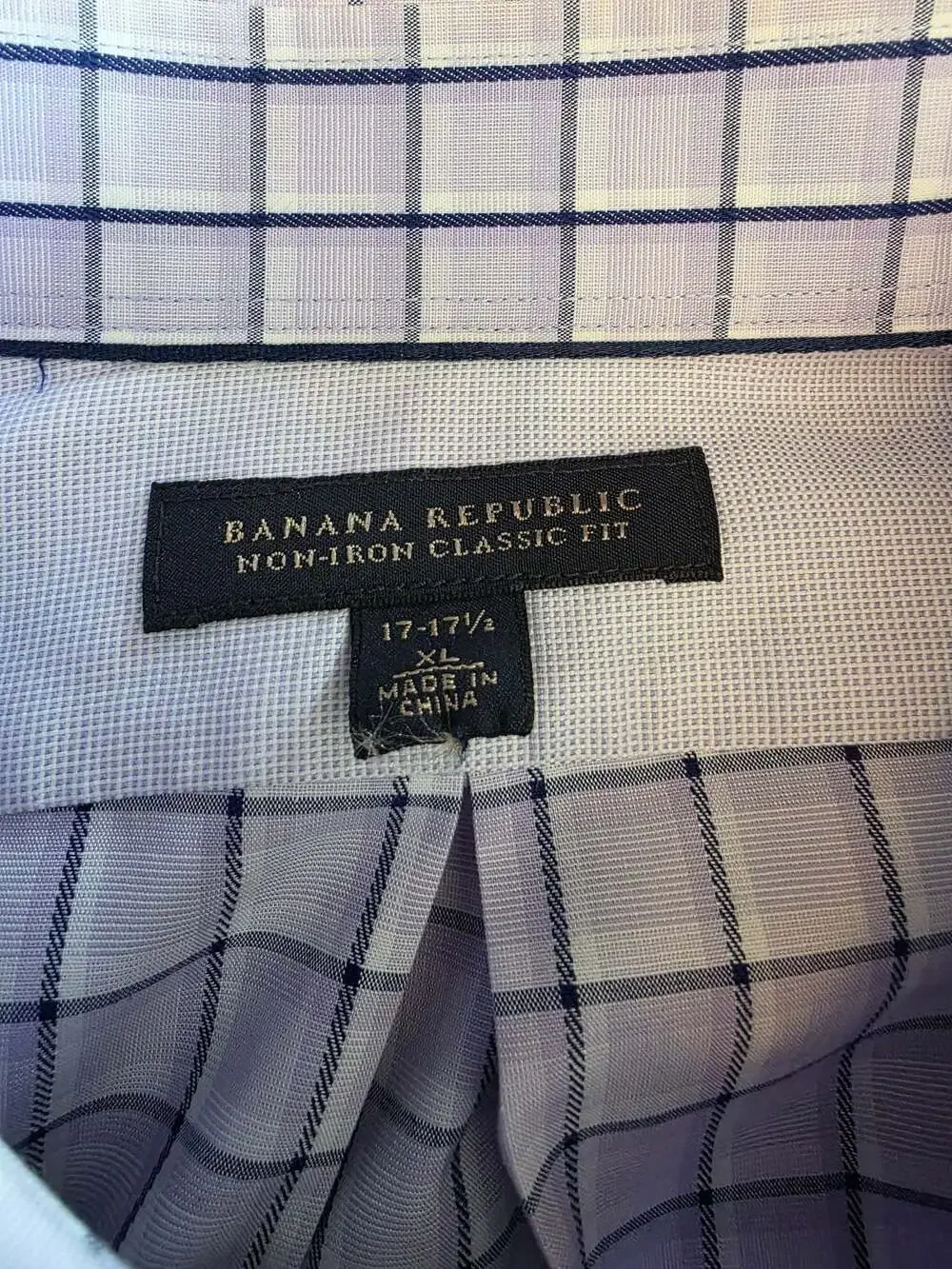 Banana‎ Republic Non-Iron Classic Fit Purple Plaid Dress Shirt Size XL